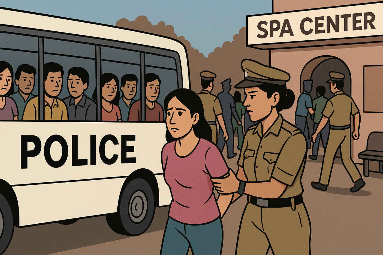 बालोतरा में स्पा सेंटर पर पुलिस की बड़ी रेड: रिफाइनरी बूम के बीच अवैध गतिविधियों पर कार्रवाई, 18 लोग हिरासत में