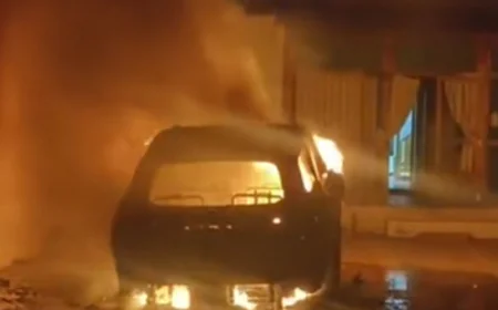 बाड़मेर में बिजनेसमैन की फॉर्च्यूनर में लगी आग, कुछ ही मिनटों में कार जलकर राख