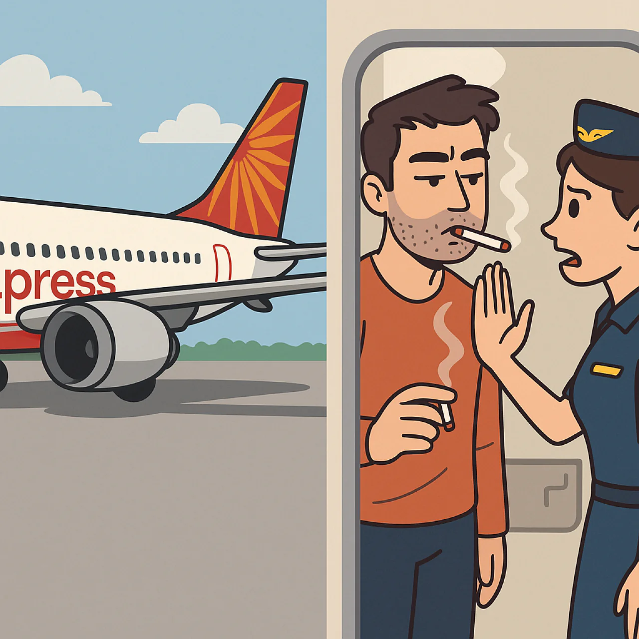 उड़ते विमान में पैसेंजर ने पी सिगरेट, गिरफ्तार: जयपुर लैंडिंग के बाद एयरपोर्ट पुलिस ने लिया हिरासत में