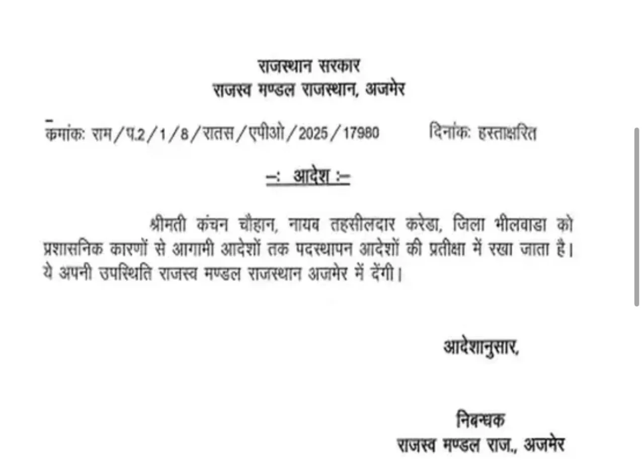 फर्जी दिव्यांग सर्टिफिकेट विवाद में ब्यावर विधायक की बेटी नायब तहसीलदार कंचन चौहान APO, SOG ने जांच की तेज