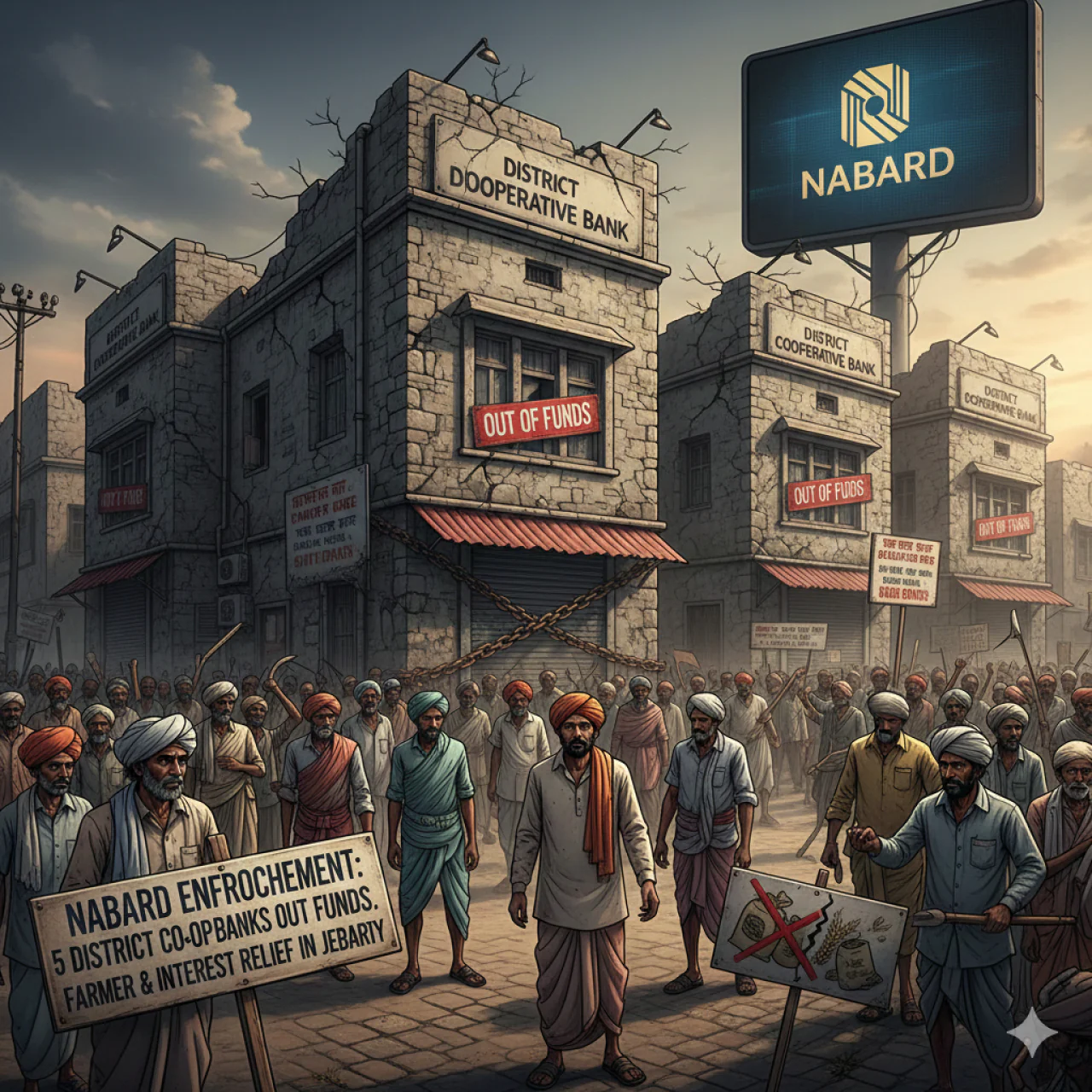 नाबार्ड की सख्ती से 5 जिला सहकारी बैंक फंड से बाहर, किसानों को लोन और ब्याज छूट पर संकट