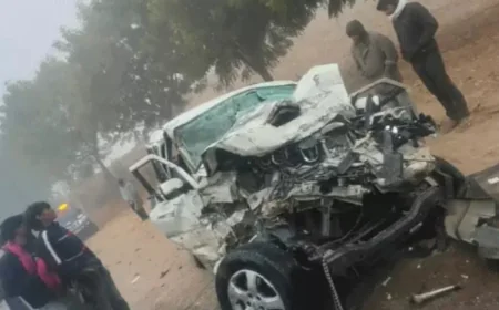 खाटूश्याम दर्शन को जा रहे श्रद्धालुओं की स्कॉर्पियो बस से टकराई, 3 की मौत, 5 घायल