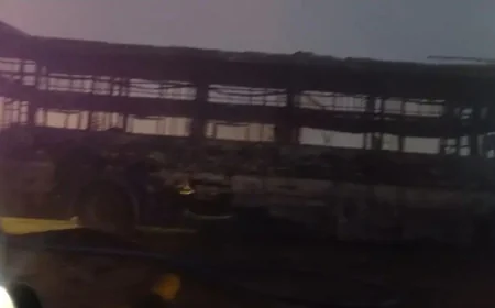 बीकानेर के श्रीडूंगरगढ़ के पास स्लीपर बस जलकर खाक, इमरजेंसी गेट ने बचाई 40 जिंदगियां