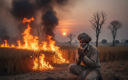 रहस्यमई आग ने सिर्फ फसल ही नही किसान का कलेजा जलाकर भी राख कर दिया।