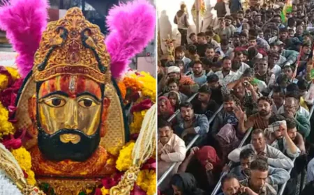 रामदेवरा में आस्था का स्वर्ण मुकुट में सजे बाबा रामदेव,दर्शन को उमड़ा सैलाब।