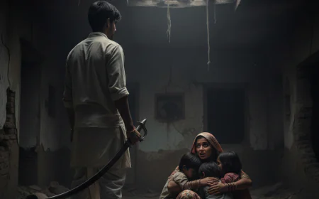 जिन हाथों को ढाल बनाना था वही बने बच्चों के काल, पिता बन गया राक्षस। धारदार हथियार से काटा बच्चों का गला।