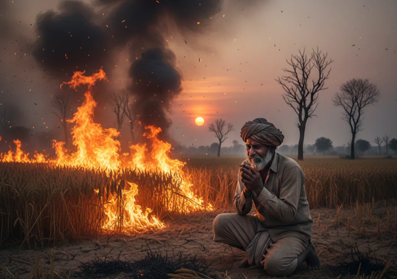 रहस्यमई आग ने सिर्फ फसल ही नही किसान का कलेजा जलाकर भी राख कर दिया।